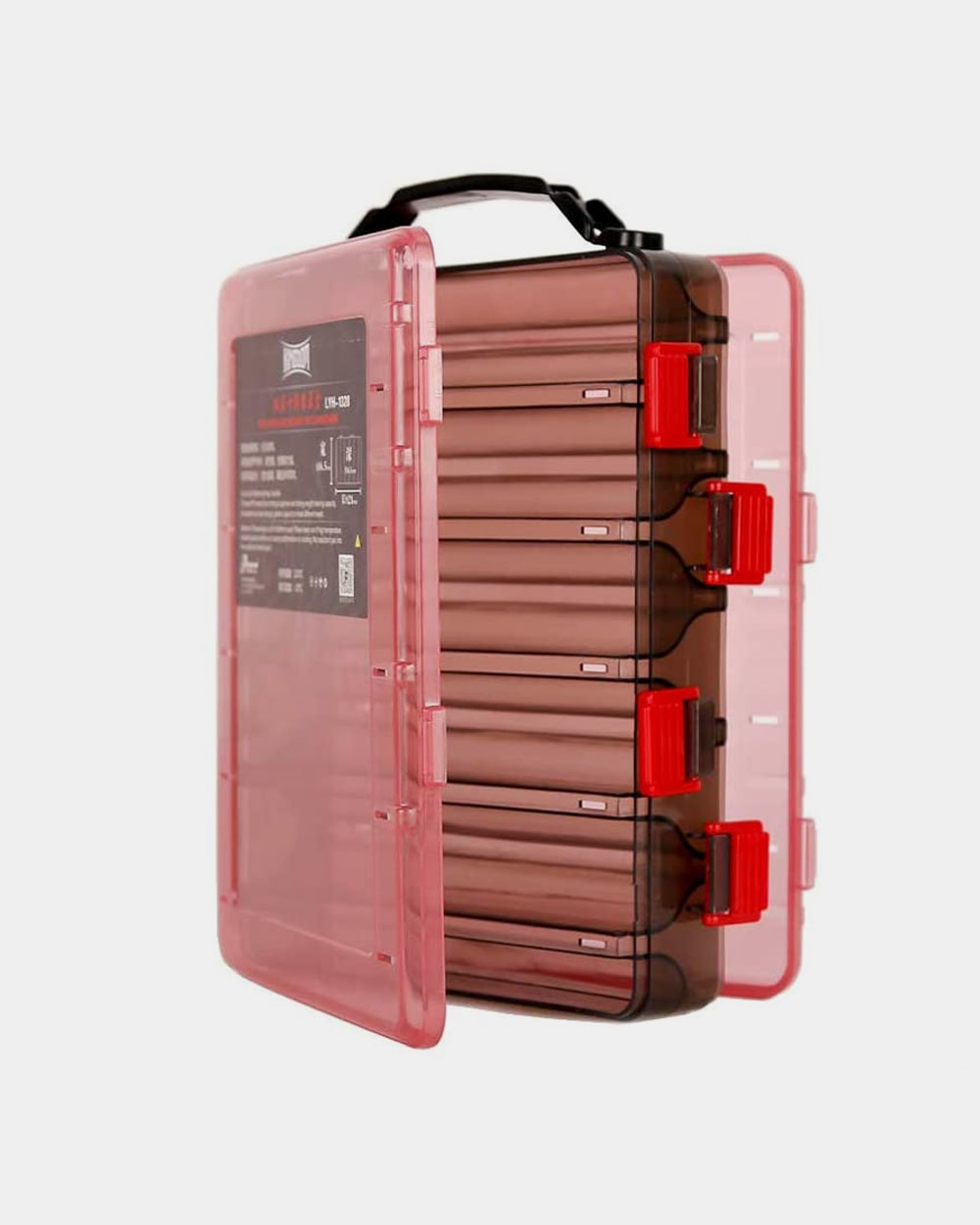 Double Sided Lure Box <i>Smoke Red</i> <q>12 Compartments</q>
